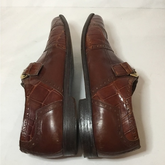 R Martegani Men’s Brown Alligator Leather Monkstrap  Shoes Size 10.5 - Picture 5 of 10